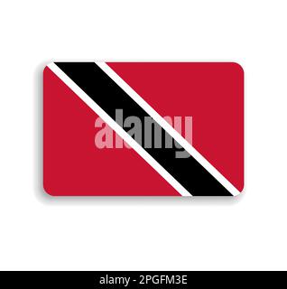 Trinidad and Tobago flag - flat vector rectangle with rounded corners and dropped shadow. Stock Vector