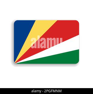 Seychelles flag - flat vector rectangle with rounded corners and dropped shadow. Stock Vector
