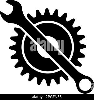 Tools and Service icon. Wrench and Gear Cogwheel symbol. Flat vector illustration Stock Vector