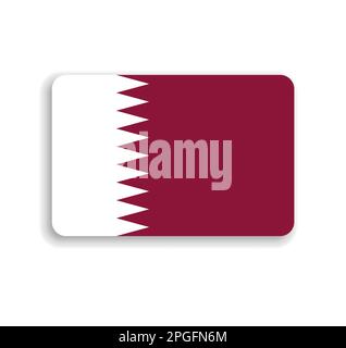 Qatar flag - flat vector rectangle with rounded corners and dropped shadow. Stock Vector