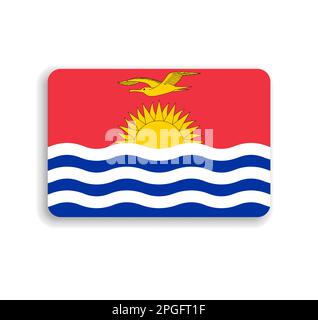 Kiribati flag - flat vector rectangle with rounded corners and dropped shadow. Stock Vector