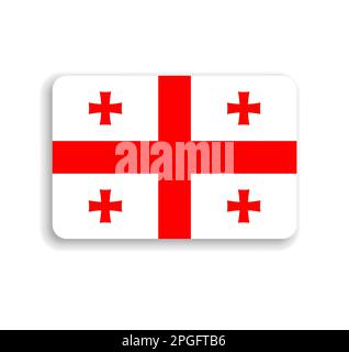 Georgia flag - flat vector rectangle with rounded corners and dropped shadow. Stock Vector