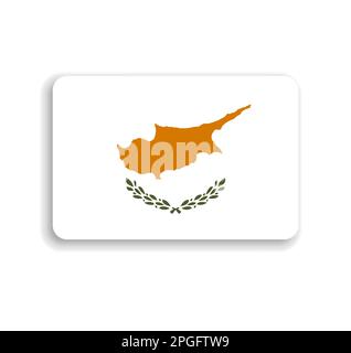 Cyprus flag - flat vector rectangle with rounded corners and dropped shadow. Stock Vector