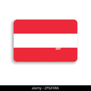 Austria flag - flat vector rectangle with rounded corners and dropped shadow. Stock Vector