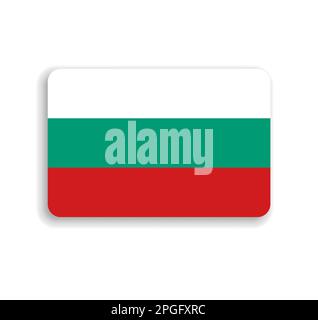 Bulgaria flag - flat vector rectangle with rounded corners and dropped shadow. Stock Vector