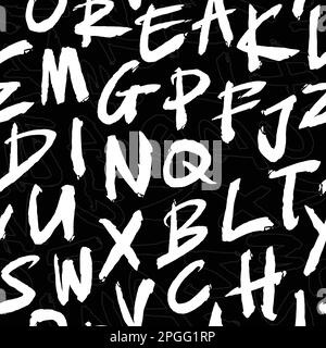 Graffiti Font Brush Strokes seamless pattern. Digital Illustration brush alphabet pattern for print, textile, web, home decor, fashion, surface, graph Stock Vector