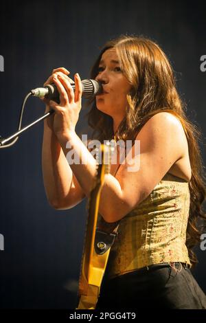 Rhian Teasdale of Wet Leg on stage during the Teenage Cancer Trust show ...