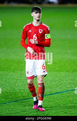 Newport, UK. 22nd Mar, 2023. Charlie Crew of Wales in action. Scotland v Wales in the UEFA u17 Championship Elite Round at Rodney Parade on the 22nd March 2023. Credit: Lewis Mitchell/Alamy Live News Stock Photo