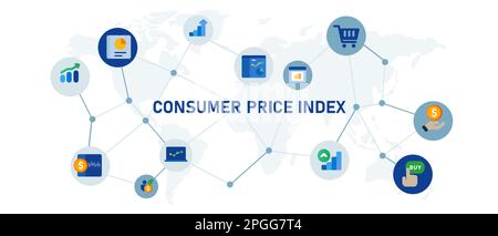 CPI consumer price index economic statistic number to measure perception on money buying goods Stock Vector