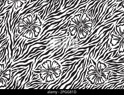 Zebra Hibiscus concept pattern design. Vector illustration background. Stock Vector