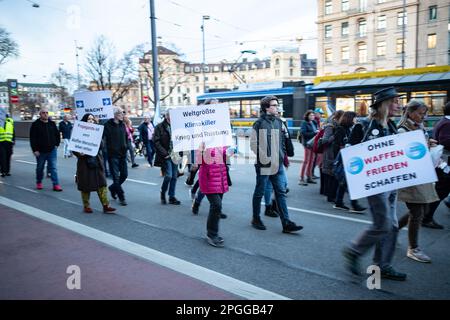 Munich, Germany. 22nd Mar, 2023. Hundreds of people gathered in Munich on March 22, 2023, to demonstrate for a supposed clarification of the pandemic, partly for a surrender of Ukraine, against all arms deliveries and a removal of the German government. Among them were predominantly Covid deniers, Reichsbuerger ( sovereign citizens ) and Putinists. (Photo by Alexander Pohl/Sipa USA) Credit: Sipa USA/Alamy Live News Stock Photo