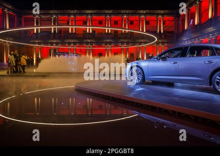 MILAN, ITALY - APRIL 16 2018: Audi city lab event. Stage event showcasing models of Audi cars presented the design week in Milan. Stock Photo