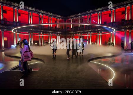 MILAN, ITALY - APRIL 16 2018: Audi city lab event. Stage event showcasing models of Audi cars presented the design week in Milan. Stock Photo