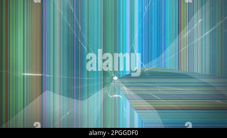 Broken TV screen with colorful stripes, illustration Stock Photo