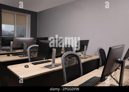 Many modern computers in open space office Stock Photo