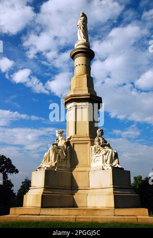 The Soldiers Monument stands in Gettysburg National Cemetery, near the battlefield, and honors the soldiers killed in the American Civil War battle Stock Photo
