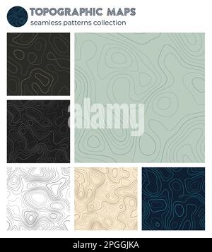 Topographic maps. Artistic isoline patterns, seamless design. Beautiful tileable background. Vector illustration. Stock Vector