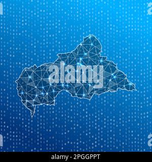 Network map of CAR. Country digital connections map. Technology, internet, network, telecommunication concept. Vector illustration. Stock Vector