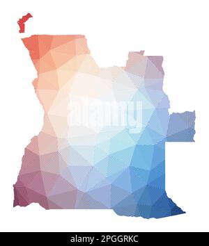 Map of Angola. Low poly illustration of the country. Geometric design with stripes. Technology, internet, network concept. Vector illustration. Stock Vector