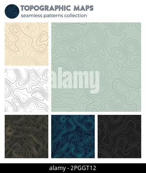 Topographic maps. Artistic isoline patterns, seamless design. Creative tileable background. Vector illustration. Stock Vector