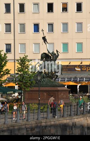 Monument St. Georg, Propststrasse, Nikolaiviertel quarter, Mitte, Berlin, Germany Stock Photo