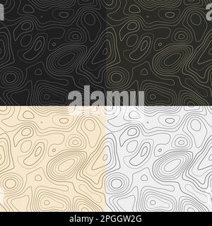 Topography patterns. Seamless elevation map tiles. Attractive isoline ...
