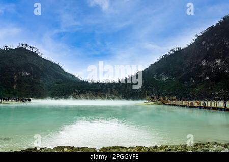 Kawah Putih Crater in Ciwidey West Java,indonesia. A famous tourist attraction near Bandung, Indonesia Stock Photo