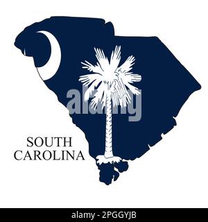 South Carolina map vector illustration. Global economy. State in America. North America. United States. America. U.S.A Stock Vector