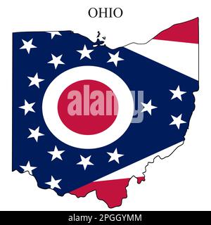 Ohio map vector illustration. Global economy. State in America. North America. United States. America. U.S.A Stock Vector