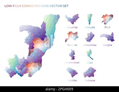 Congolese low poly regions. Polygonal map of DR Congo with regions ...
