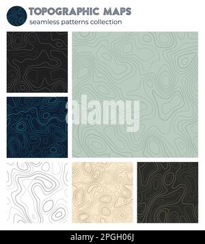 Topographic maps. Attractive isoline patterns, seamless design. Beautiful tileable background. Vector illustration. Stock Vector