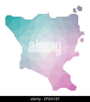 Polygonal map of Green Island, Taiwan. Geometric illustration of the island in emerald and amethyst colors. Stock Vector