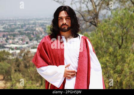 Mexico City, Mexico. 22nd Mar, 2023. 24-year-old David Uriel Gonzalez Martinez, who will play Jesus of Nazareth during a press conference for the 180 Anniversary of the Passion of Christ. On March 22, 2023, Mexico City, Mexico. (Photo by Carlos Santiago/ Eyepix Group/NurPhoto) Credit: NurPhoto SRL/Alamy Live News Stock Photo