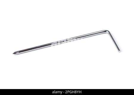 Phillips screwdriver made of chromed steel bar isolated on white Stock Photo