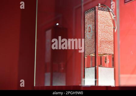 Lausanne, Switzerland. 22nd Mar, 2023. The 2008 Beijing Olympic flame lantern is displayed at the International Olympic Museum in Lausanne, Switzerland, March 22, 2023. Credit: Lian Yi/Xinhua/Alamy Live News Stock Photo