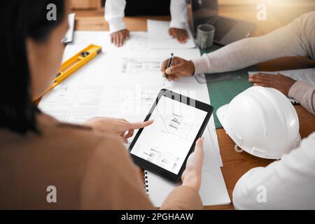 Architecture, engineering and design team use tablet for planning ...