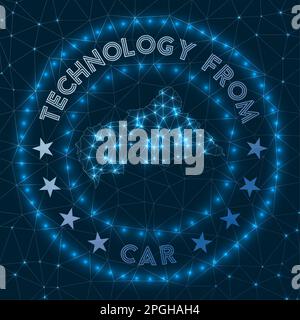 Technology From CAR. Futuristic geometric badge of the country. Technological concept. Round CAR logo. Vector illustration. Stock Vector