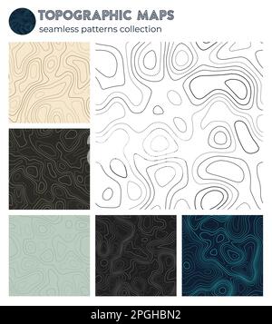 Topographic maps. Awesome isoline patterns, seamless design. Charming tileable background. Vector illustration. Stock Vector