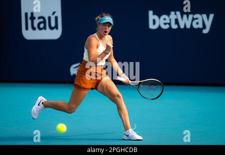 Linda Fruhvirtova of the Czech Republic during the first round of the 2023 Miami Open, WTA 1000 tennis tournament on March 21, 2023 in Miami, USA - Photo: Rob Prange/DPPI/LiveMedia Stock Photo