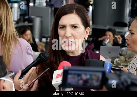 Mexico City, Mexico. 22nd Mar, 2023. Senator Kenia Lopez Rabadan in the Senate in Mexico City. on March 22, 2023 in Mexico City, Mexico (Credit Image: © Luis Barron/eyepix via ZUMA Press Wire) EDITORIAL USAGE ONLY! Not for Commercial USAGE! Stock Photo