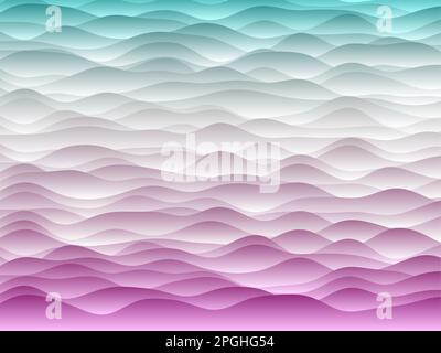 Abstract curves background. Smooth curves with gradients in teal and purple colors. Charming vector illustration. Stock Vector
