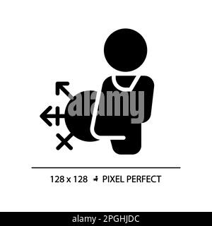 Gender neutral toilet pixel perfect black glyph icon Stock Vector