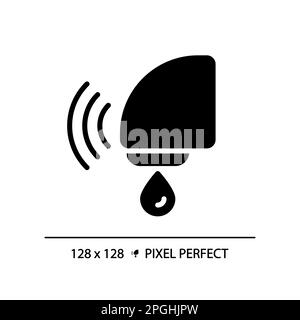Automatic sensor faucet pixel perfect black glyph icon Stock Vector