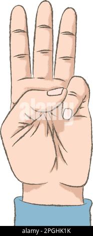 Retro styled color illustration with a rough texture of a hand counting on fingers. Stock Vector