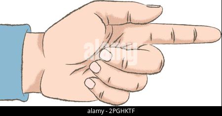 Retro styled color illustration with a rough texture of a hand pointing with index finger. Stock Vector