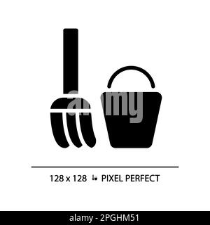 Staff only enclosure pixel perfect black glyph icon Stock Vector