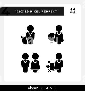 Toilets for different genders pixel perfect black glyph icons set on white space Stock Vector