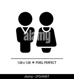 WC door sign pixel perfect black glyph icon Stock Vector