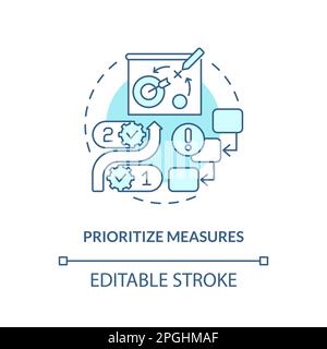 Prioritize measures turquoise concept icon Stock Vector