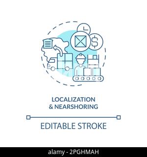Localization and nearshoring turquoise concept icon Stock Vector